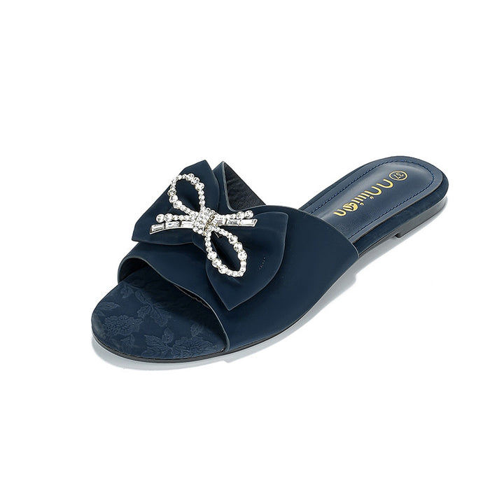 Damen Kunststoff Pantoletten mit eleganter Schleifenverzierung Drune