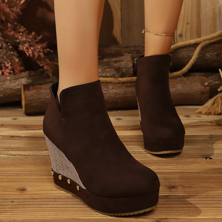 Damen Wedge-Stiefelette mit Eleganter Struktur Drune