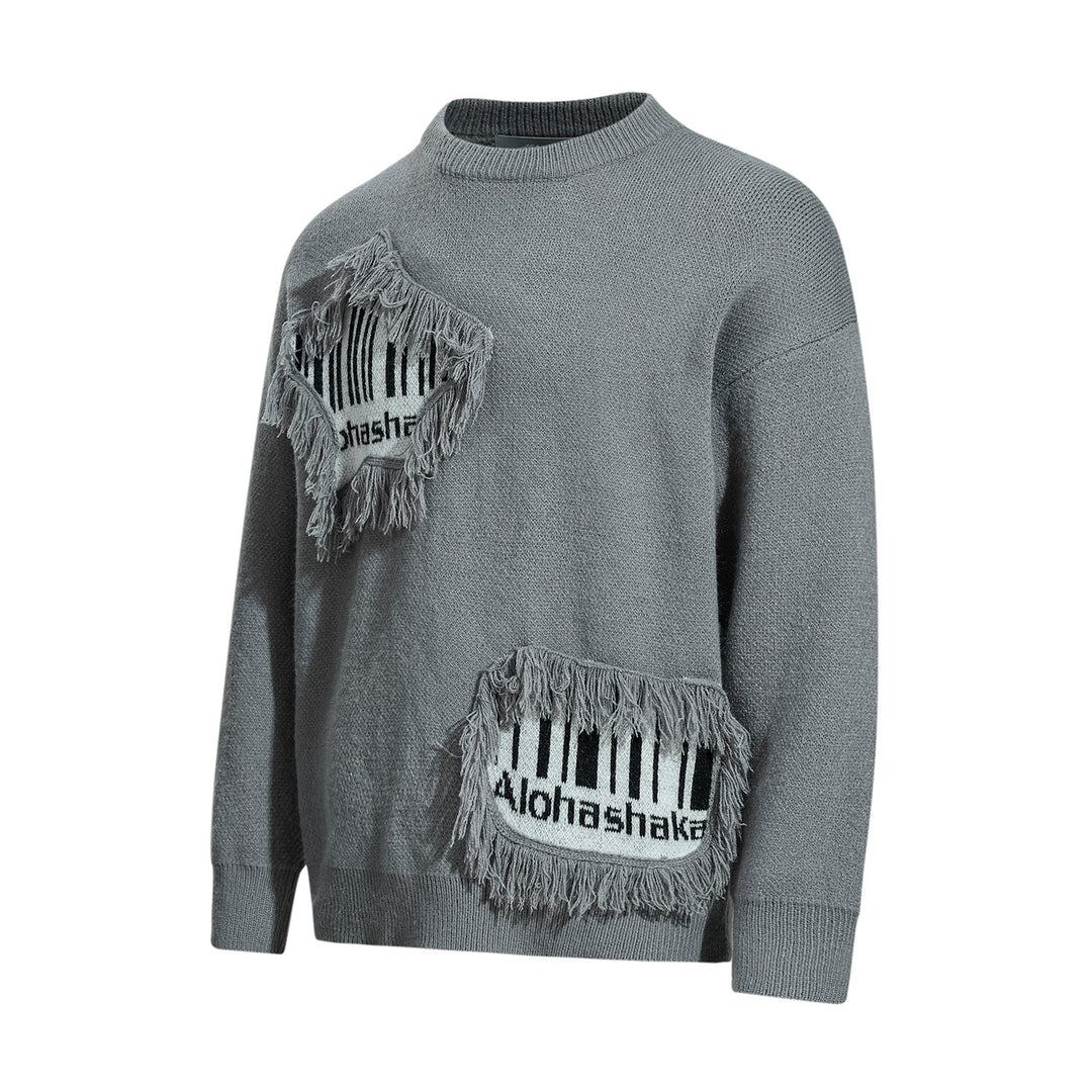 Herren Strickpullover mit Fransen-Applikation und Intarsien Drune