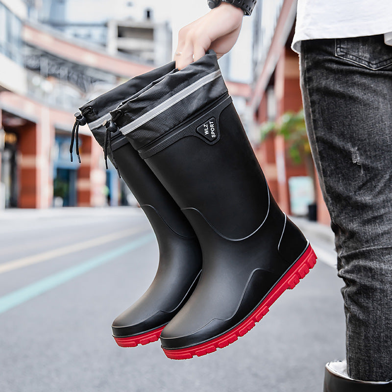 Herren Outdoor-Gummistiefel mit Thermokragen, Zugkordelverschluss und rutschfester Profilsohle Drune