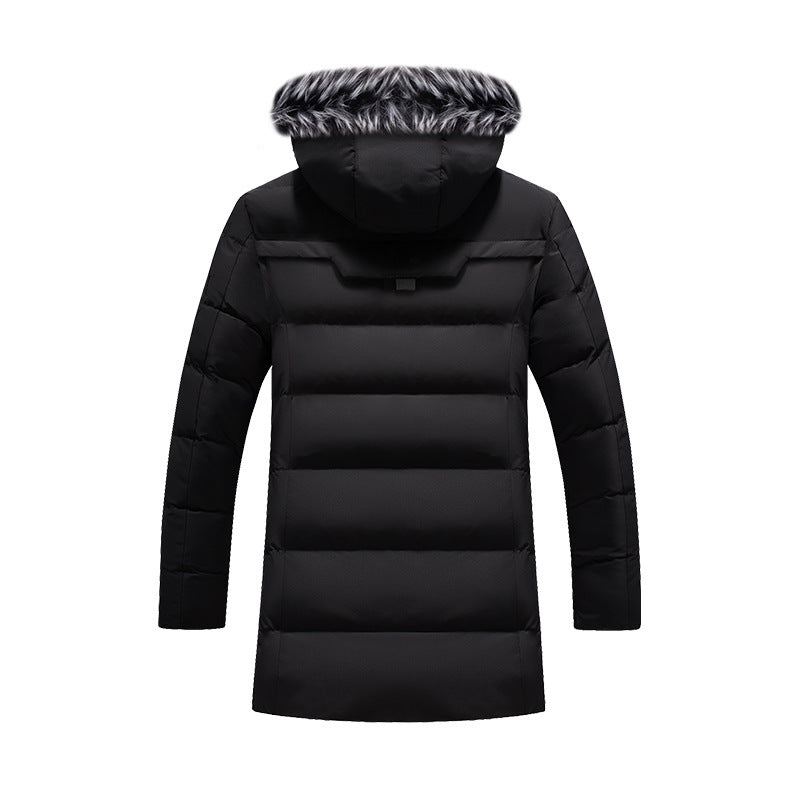 Herren langer Thermo-Parka mit Kunstfellkapuze und Sherpa-Fleecefutter Drune