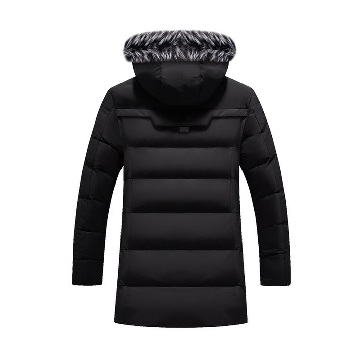 Herren langer Thermo-Parka mit Kunstfellkapuze und Sherpa-Fleecefutter Drune