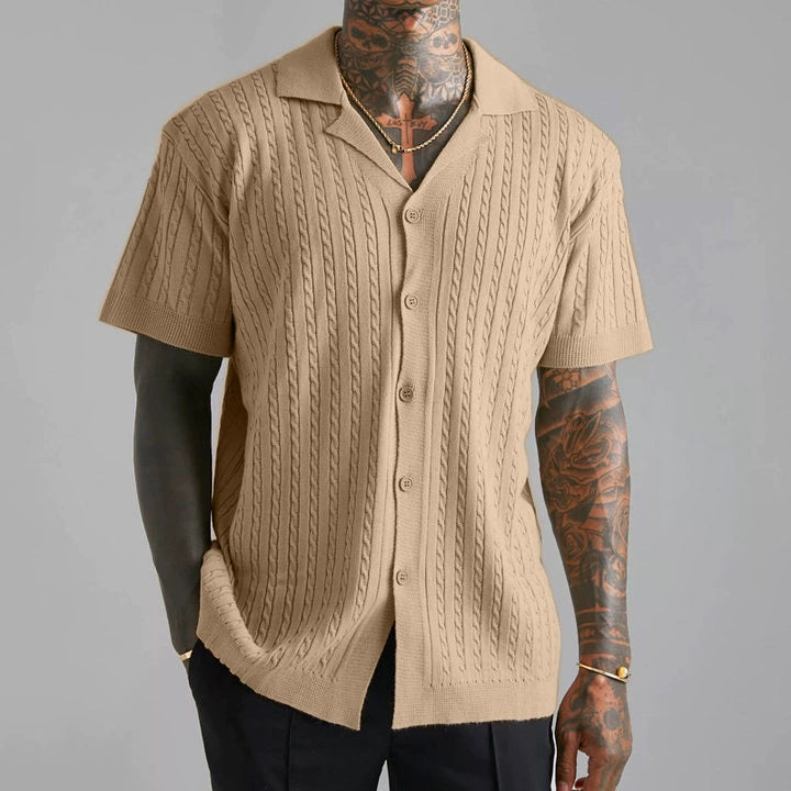 Herren Strickhemd mit strukturiertem Muster Drune