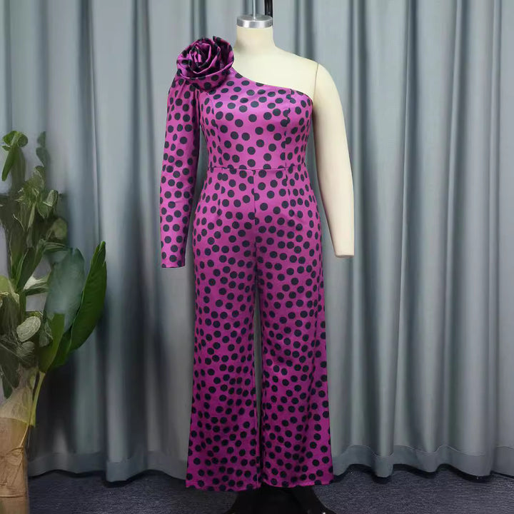 Damen Glamouröses Jumpsuit mit asymmetrischem Design und Rüschen-Detail Drune