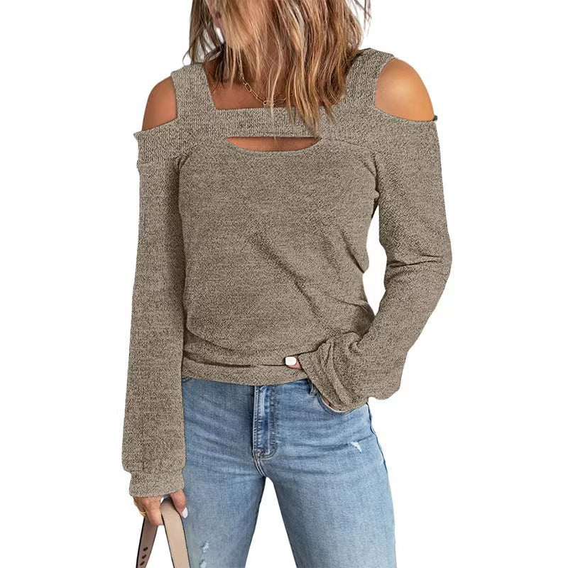 Damen lässiges Langarmshirt mit Cut-Out-Design Drune