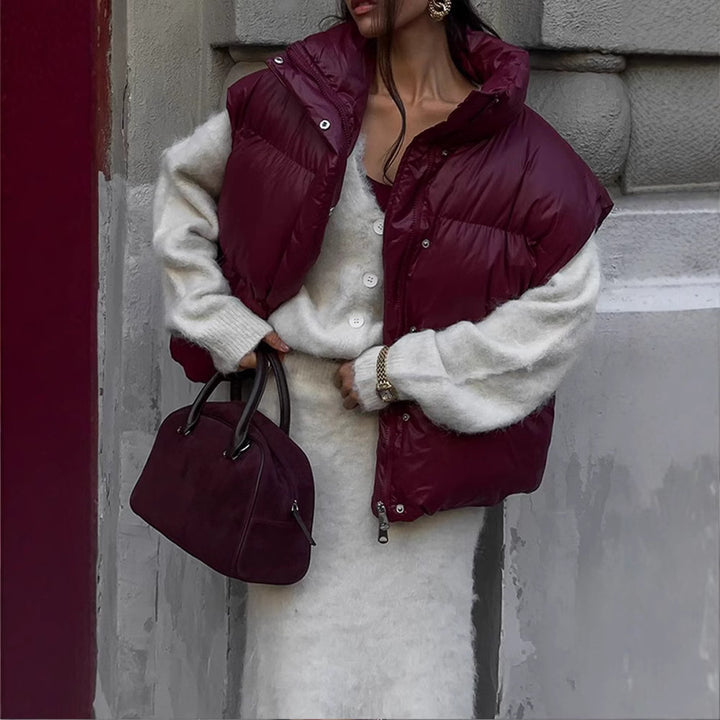 Damen Übergangsjacke im modischen Steppdesign mit hohem Kragen Drune