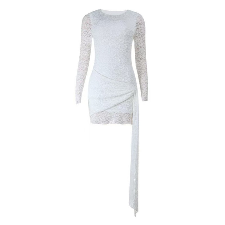 Damen Elegantes Spitzen-Minikleid mit asymmetrischem Schnitt und schwingendem Rock Drune