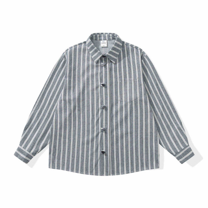 Damen Gestreifte Overshirt‑Hemdjacke mit Brusttasche Drune