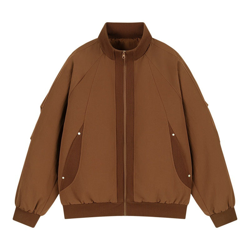 Damen Oversize Bomberjacke mit Raglanärmeln, Stehkragen und Eingrifftaschen Drune