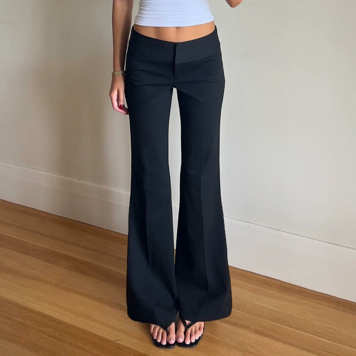 Damen Hochtaillierte Stretch-Flaredhose mit ausgestelltem Bein Drune