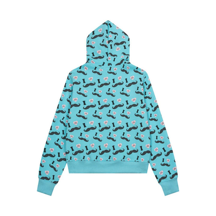 Damen Kurze Kapuzen‑Sweatjacke im Grafik-Print mit Rippbündchen und Kängurutaschen Drune