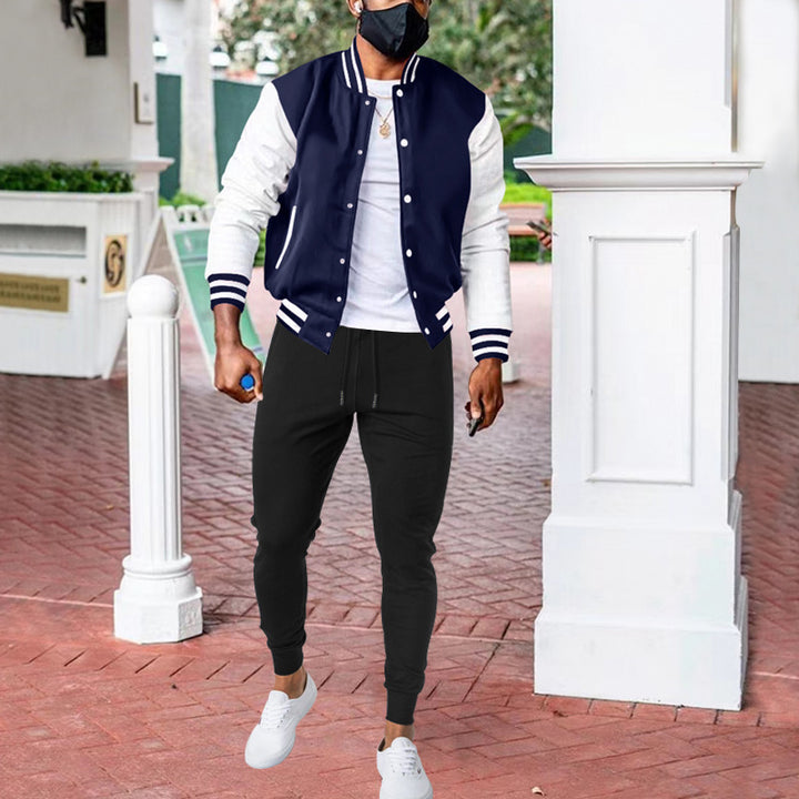 Herren sportliche Collegejacke mit praktischen Taschen und atmungsaktiver Baumwolle Drune