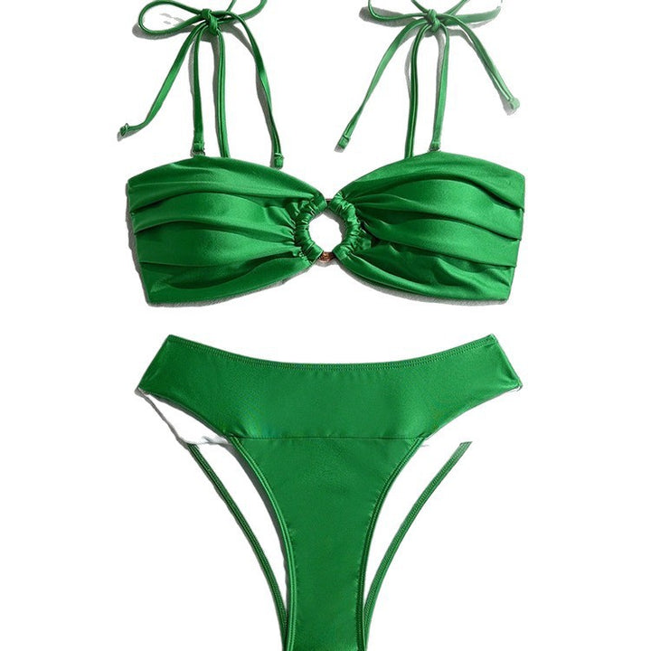 Damen Bikiniset mit gerafftem Oberteil und verspielten Schleifen Drune