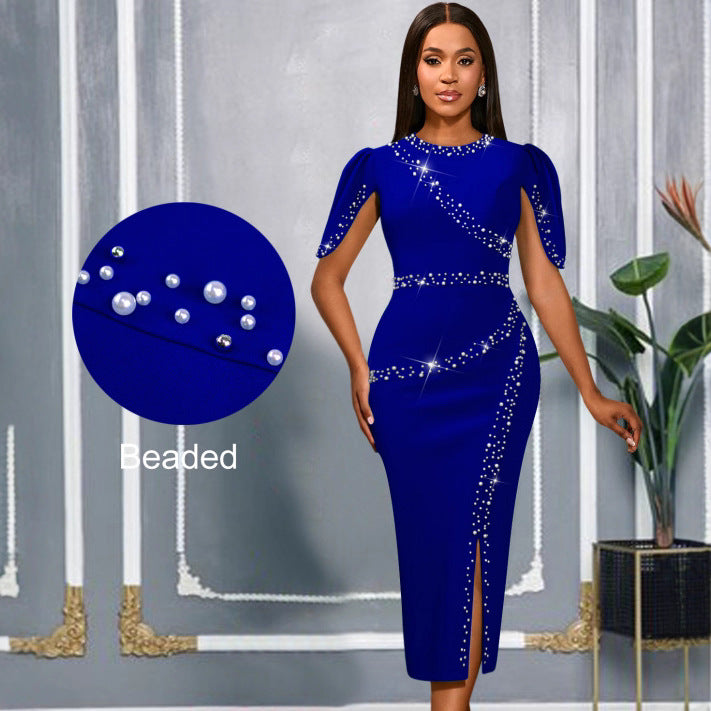 Damen elegantes Abendkleid mit glitzernden Akzenten und seitlichem Schlitz Drune