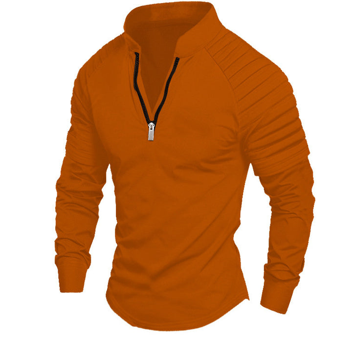 Herren Slim-Fit Troyer mit gesteppter Schulterpasse und halbem Reißverschluss Drune
