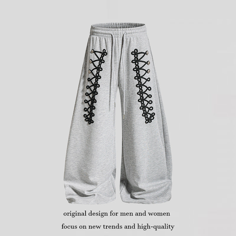 Damen weite Jogginghose mit elastischem Bund und Zier‑Schnürung Drune