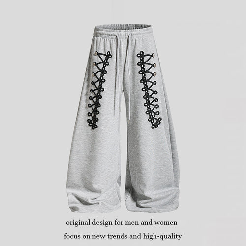 Damen weite Jogginghose mit elastischem Bund und Zier‑Schnürung Drune
