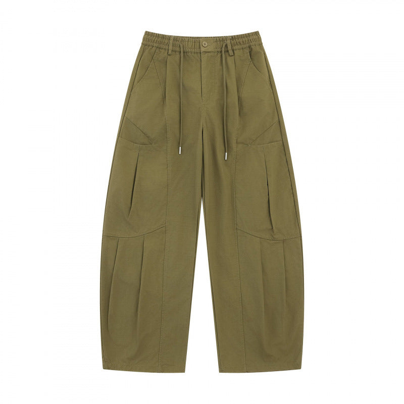 Unisex Weite Utility-Cargo-Hose aus Baumwollmix mit Tunnelzugbund, großen Aufgesetzten Taschen und ballonförmiger Silhouette Drune