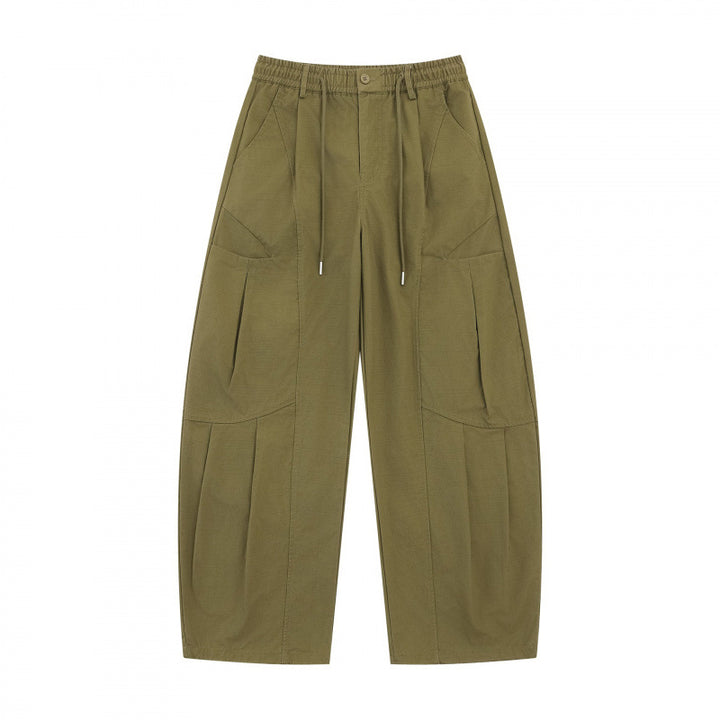 Unisex Weite Utility-Cargo-Hose aus Baumwollmix mit Tunnelzugbund, großen Aufgesetzten Taschen und ballonförmiger Silhouette Drune