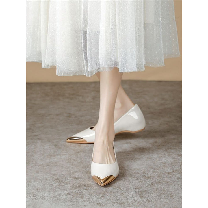 Damen Spitz zulaufende Ballerinas mit Leopardenmuster und metallischer Zehenkappe Drune