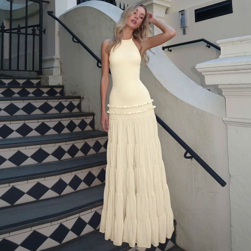 Damen Maxi-Kleid mit feinen Rüschendetails Drune