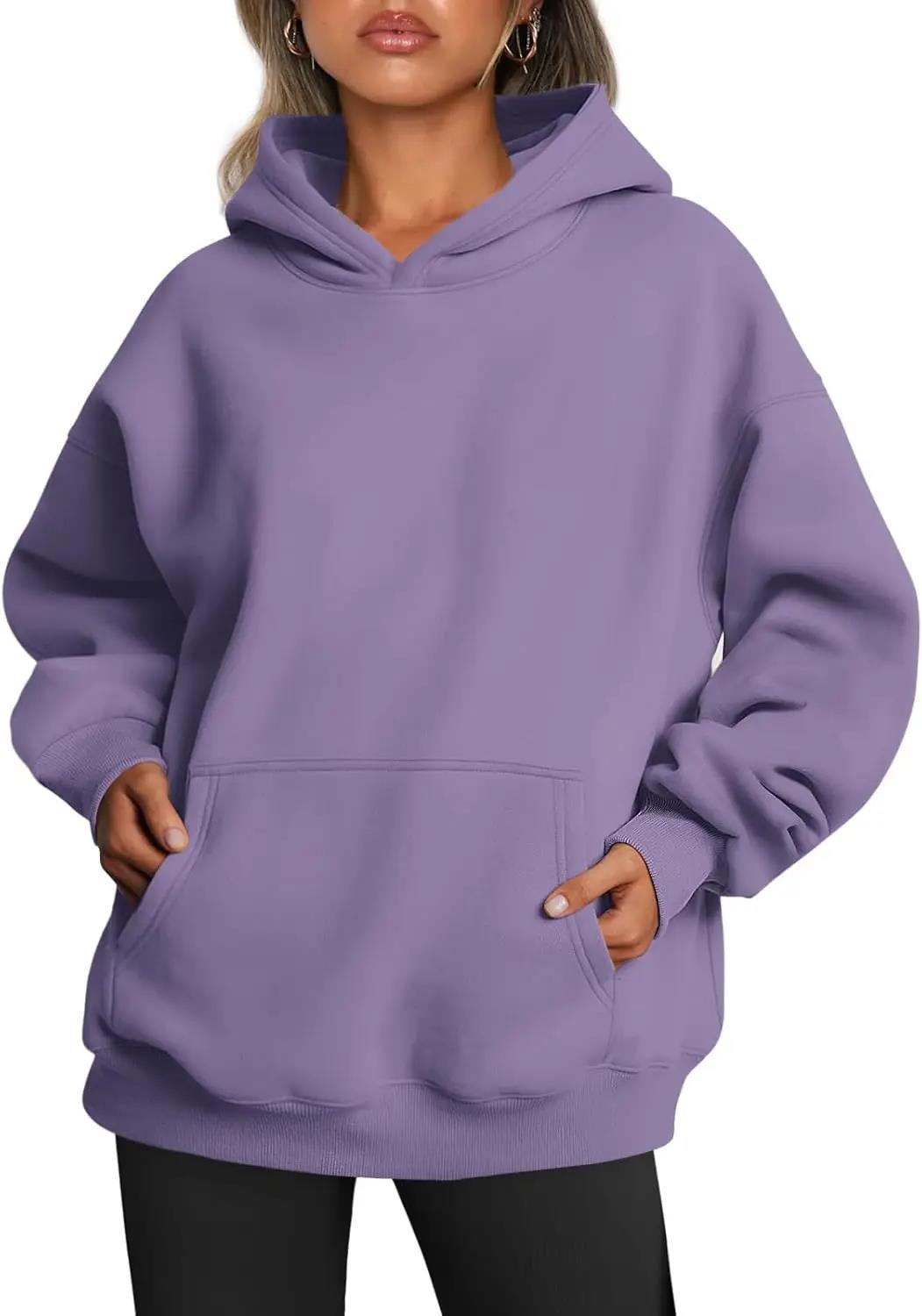 Damen nan oversized Kapuzenpullover mit verlängerter Silhouette und Kängurutasche Drune