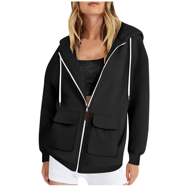Damen lässige Kapuzenjacke mit großen Taschen Drune