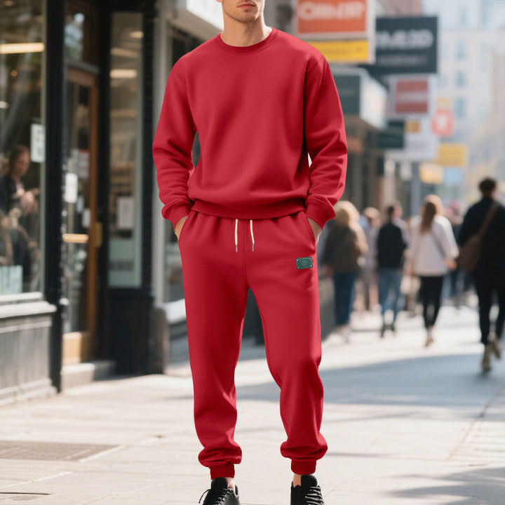 Herren lässiger Freizeitanzug mit weichem Fleece und elastischem Bund Drune