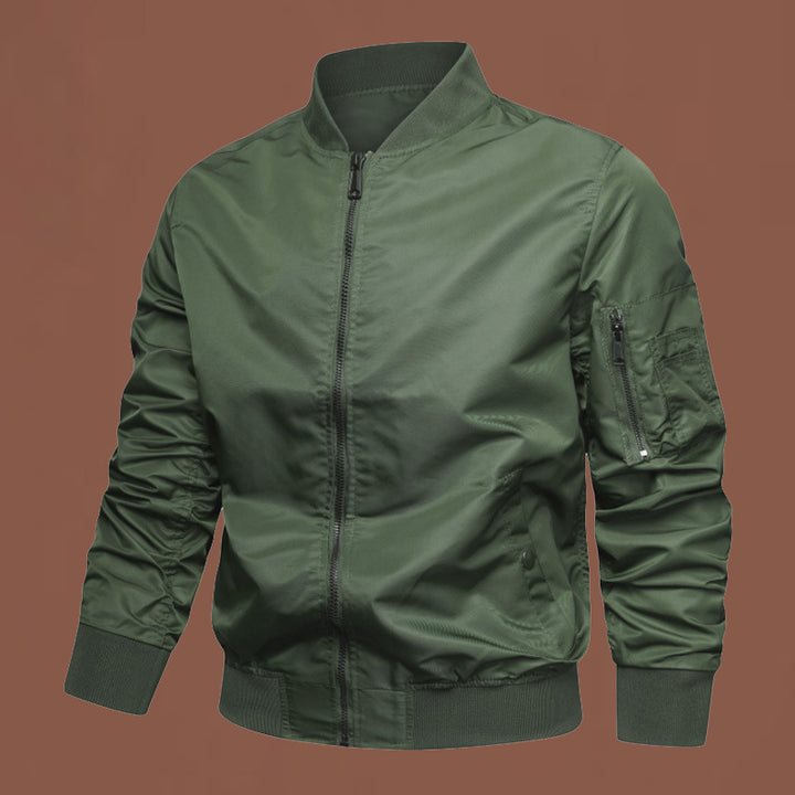 Herren nan leichte Nylon-Bomberjacke mit Ärmel-Reißverschlusstasche und elastischen Bündchen Drune
