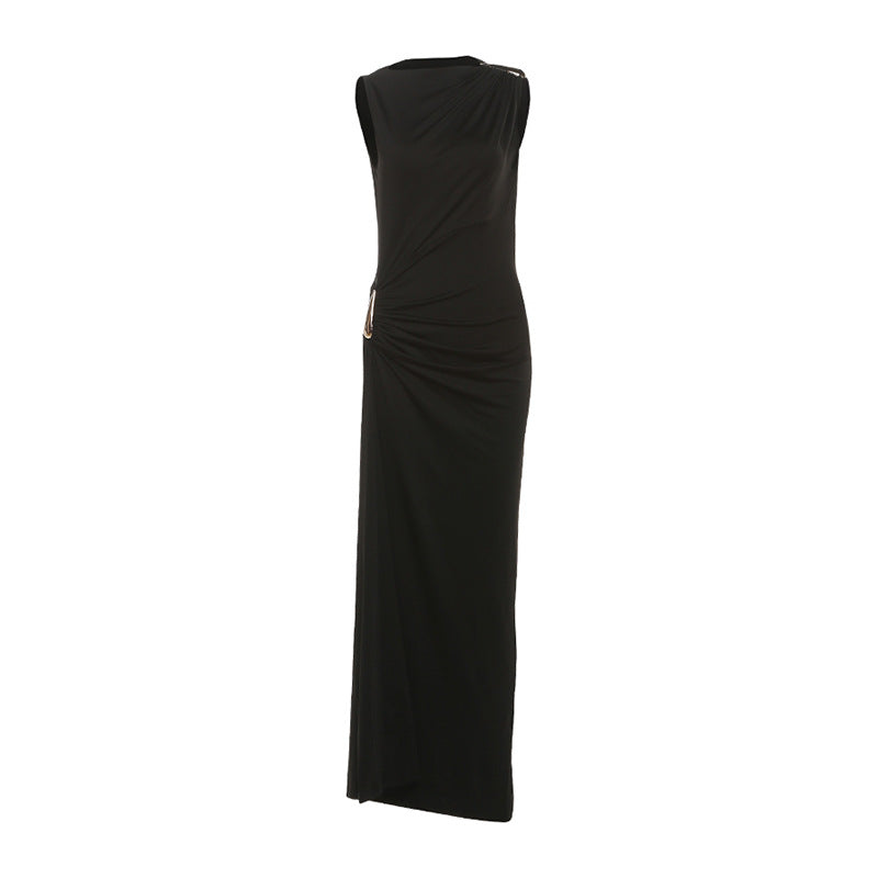 Damen Figurbetontes Maxikleid mit asymmetrischem Design und eleganten Raffungen Drune