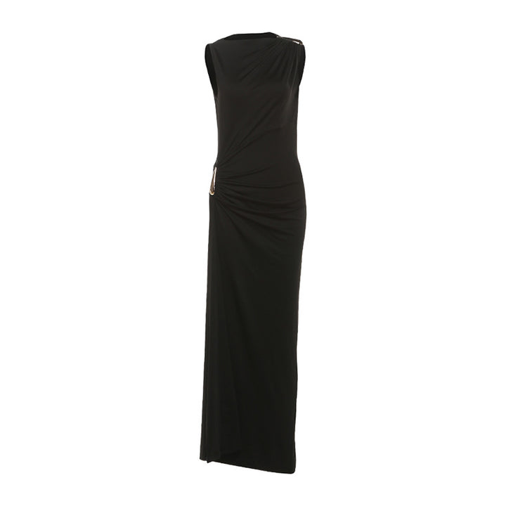 Damen Figurbetontes Maxikleid mit asymmetrischem Design und eleganten Raffungen Drune