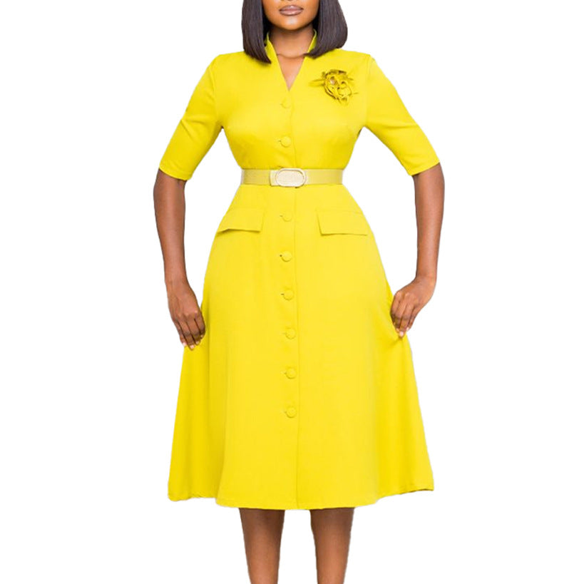 Damen Etuikleid mit eleganter Knopfleiste und abnehmbarem Gürtel Drune