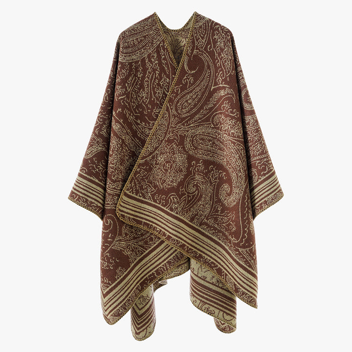 Damen Jacquardponcho mit Paisley‑Jacquard und kimonoähnlicher Oversize‑Silhouette Drune