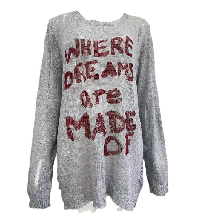 Damen Sweatshirt mit auffälligem Schriftzug und lässigem Schnitt Drune
