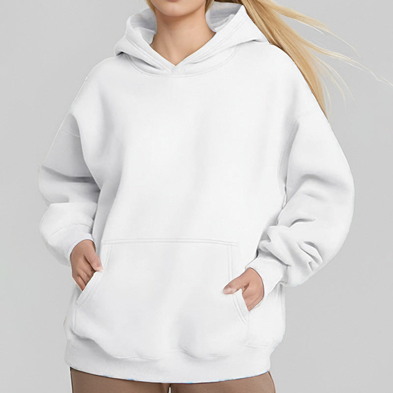 Damen nan oversized Kapuzenpullover mit Kängurutasche, French-Terry Innenfutter und überschnittener Schulter Drune