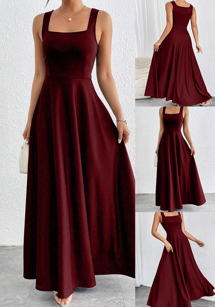 Damen Maxikleid mit weichem Schnitt und quadratischem Ausschnitt Drune