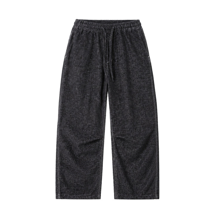 Damen Weite Relaxed-Hose aus Denim‑Optik mit elastischem Bund und Kordel Drune