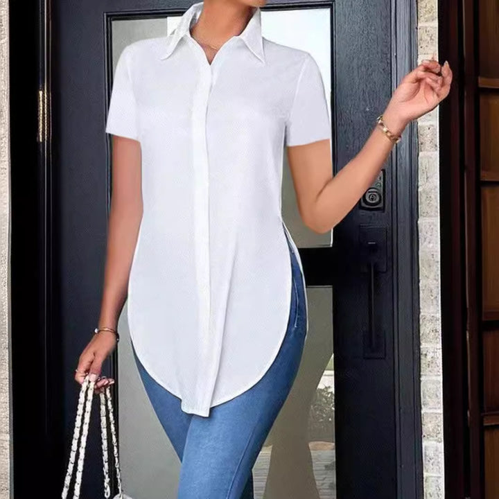 Damen Modisches Oversized-Hemd mit Seitenschlitzen Drune