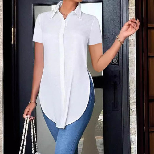 Damen Modisches Oversized-Hemd mit Seitenschlitzen Drune