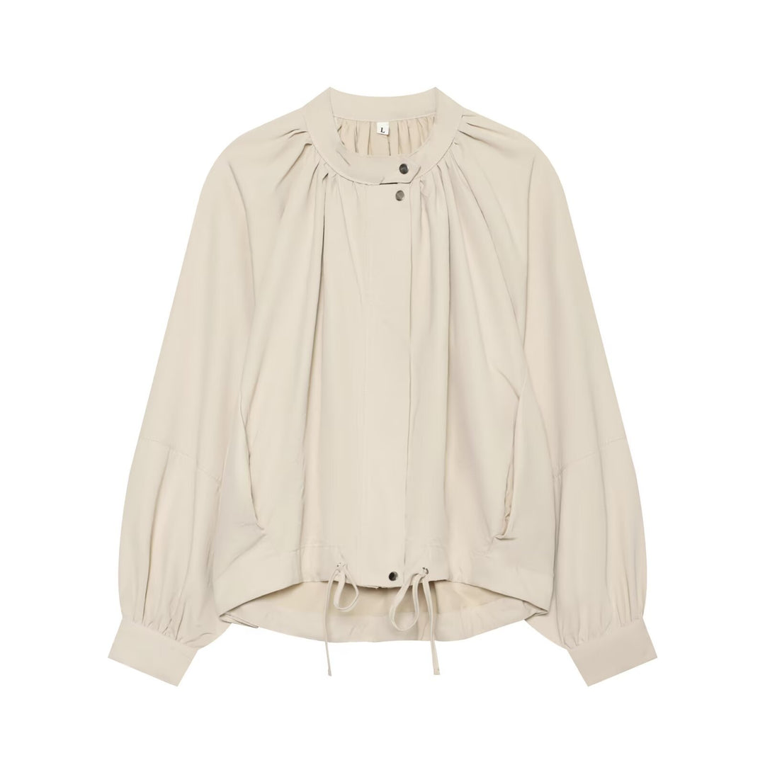 Damen Leichte Blousonjacke mit Rundhals, geraffter Passe und Tunnelzug Drune