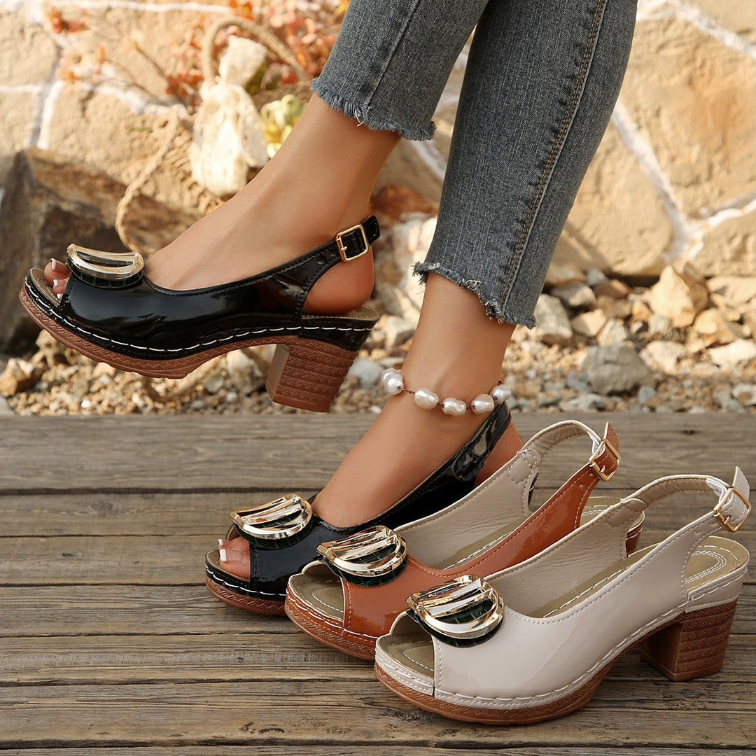 Damen Elegante Sling-Sandalen mit modischem Schnallen-Design Drune