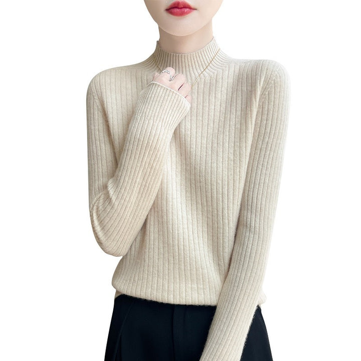 Damen Schmaler Rippenstrick-Mockneck mit extraweicher Kaschmir-Optik Drune