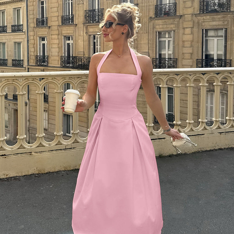 Damen Edles Maxikleid mit quadratischem Ausschnitt und schmalem Taillenband Drune
