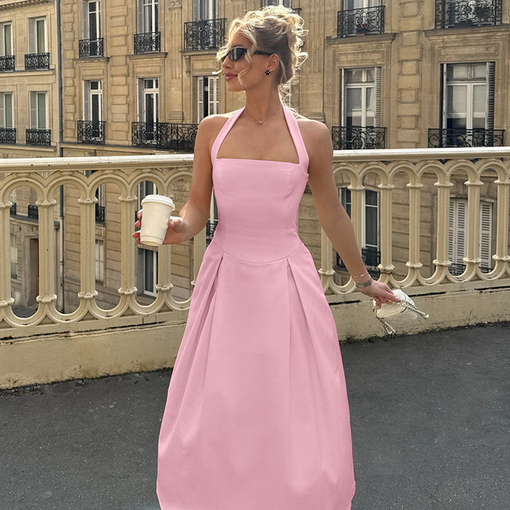Damen Edles Maxikleid mit quadratischem Ausschnitt und schmalem Taillenband Drune