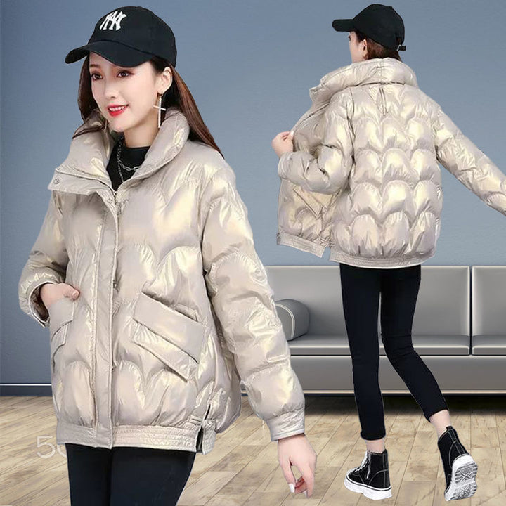 Damen Modische Hochglanz Steppjacke Drune