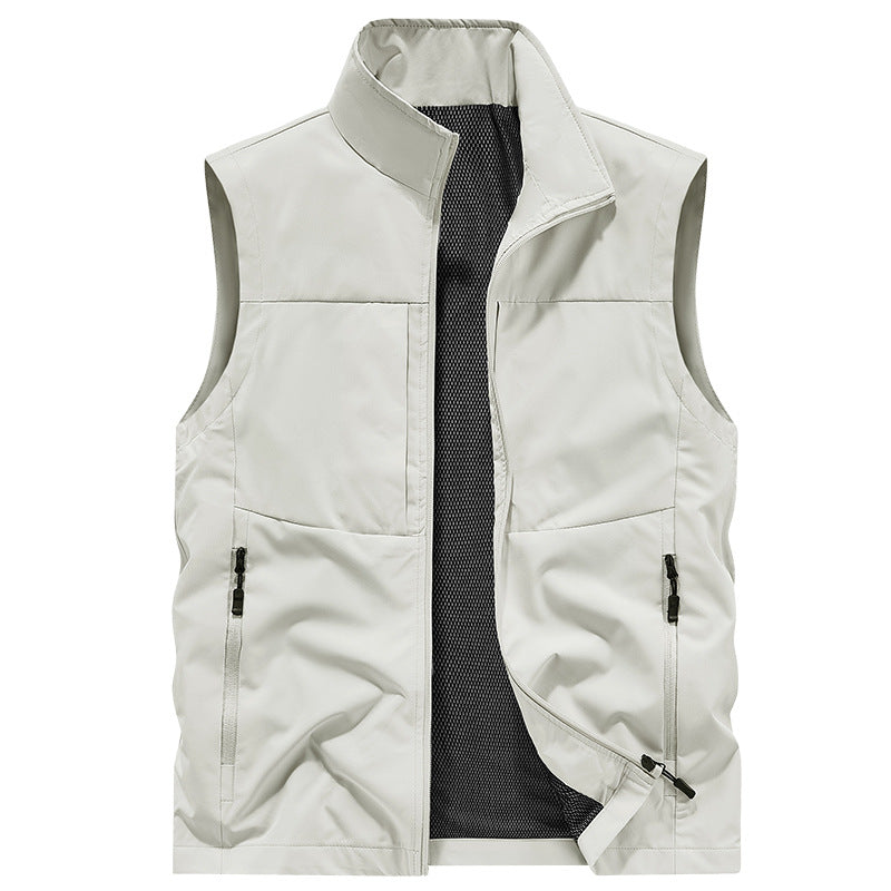 Herren Leichte Softshell-Outdoorweste mit Mesh‑Futter, Reißverschlusstaschen und Stehkragen Drune