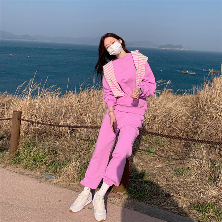 Damen lässiges Sportanzug-Set mit trendy Hoodie und komfortablen Jogginghose Drune