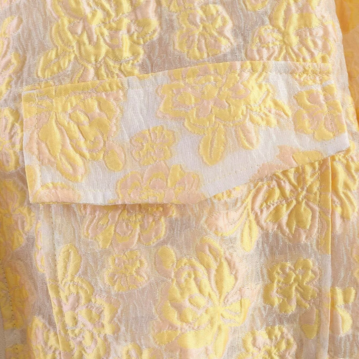 Damen Kurze florale Jacquard-Bomberjacke mit Reißverschluss und Pattentaschen Drune
