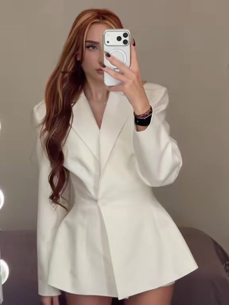 Damen tailliertes Blazer-Kleid mit skulpturaler Taille und ausgestelltem Saum Drune