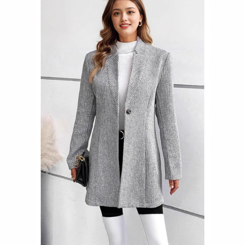 Damen Moderne Strickblazer mit schmalem Schnitt und eleganten Details Drune